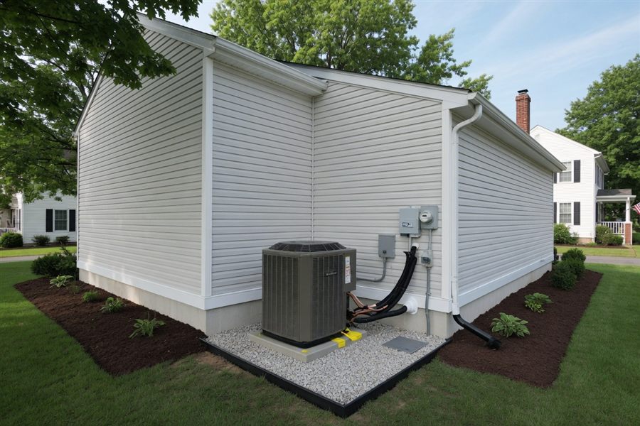 Central AC condenser install on a Ross County residence